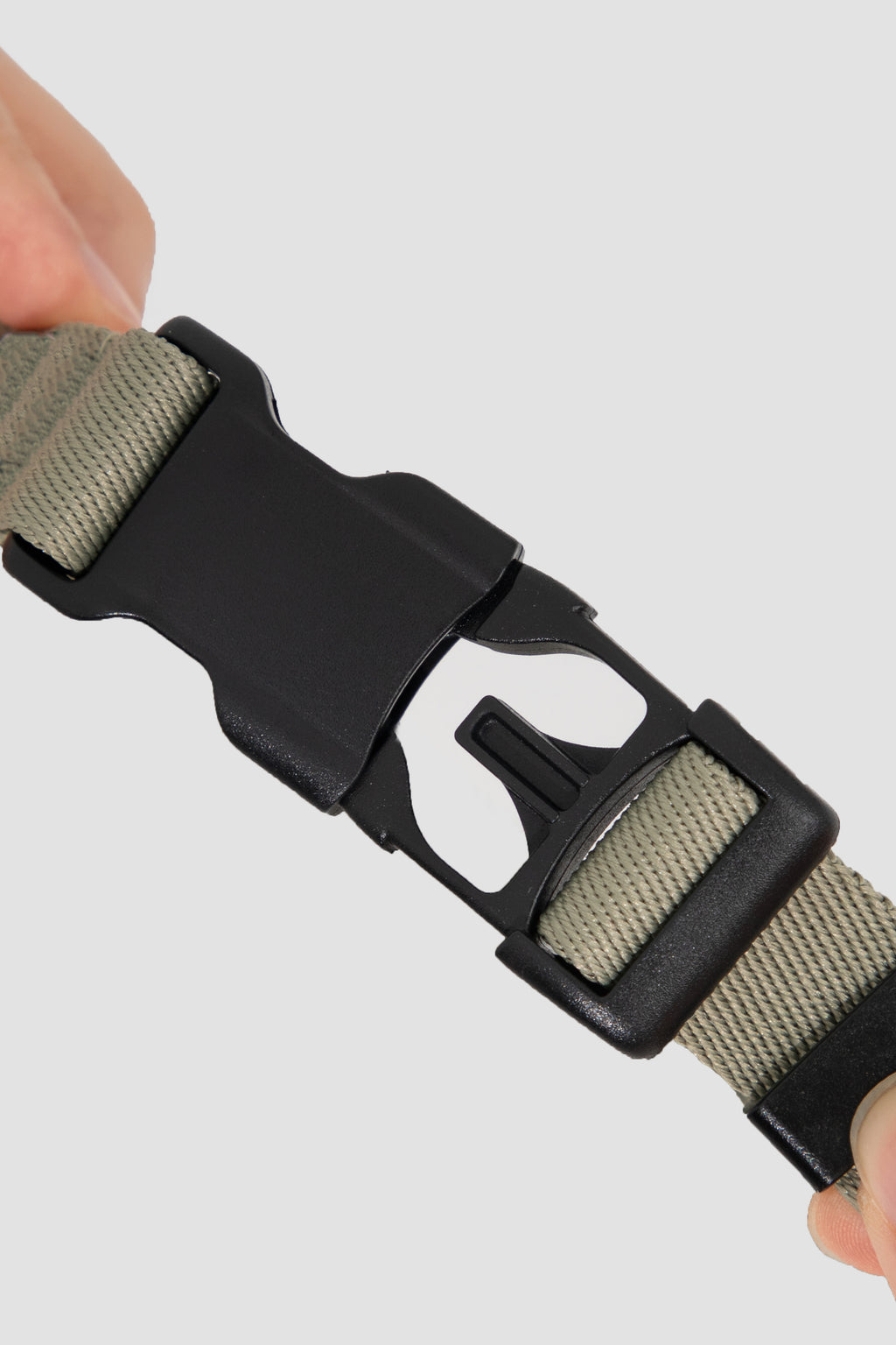 Secure buckle detail on a no pull dog harness