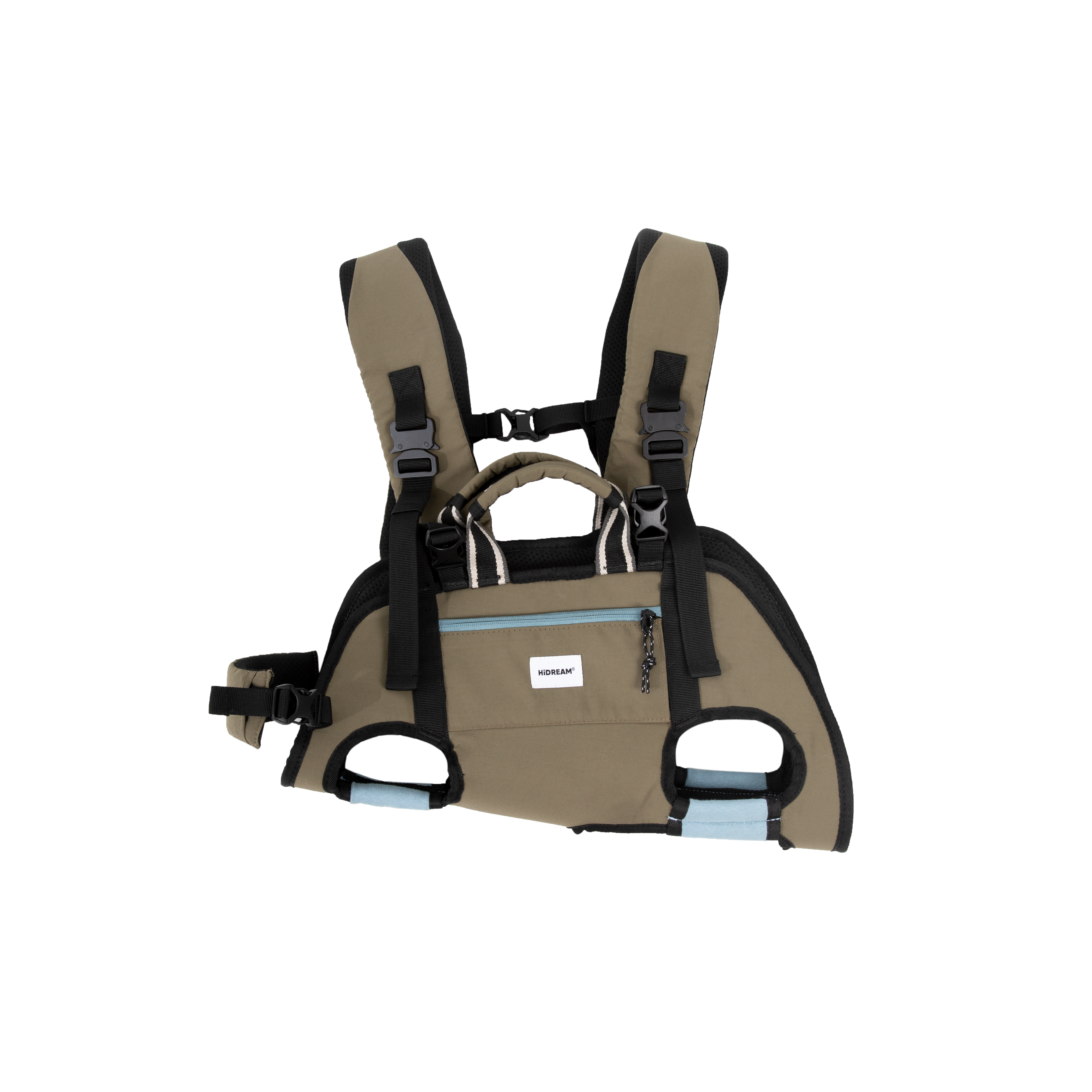 blue Ergonomic pet backpack carrier in beige for small dogs and cats