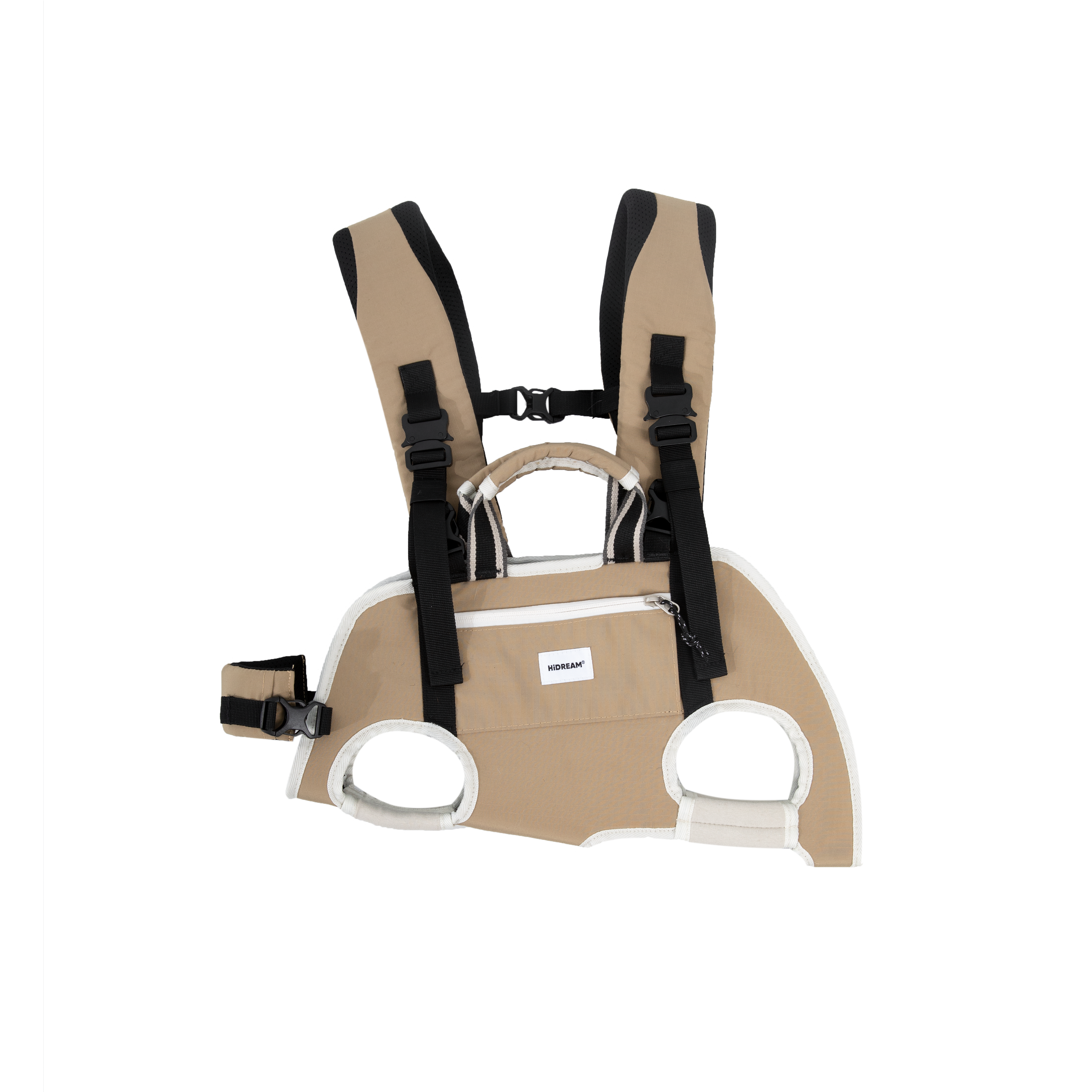 Ergonomic pet backpack carrier in beige for small dogs and cats