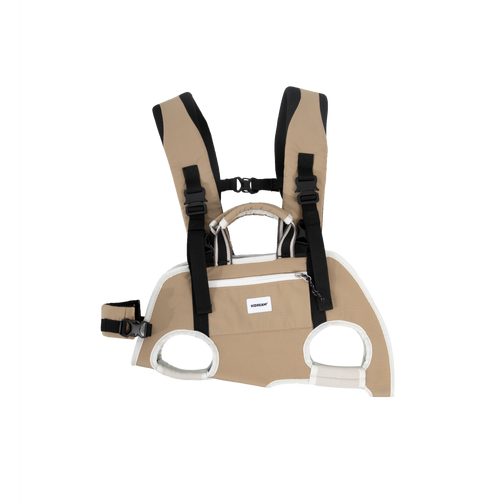 Ergonomic pet backpack carrier in beige for small dogs and cats