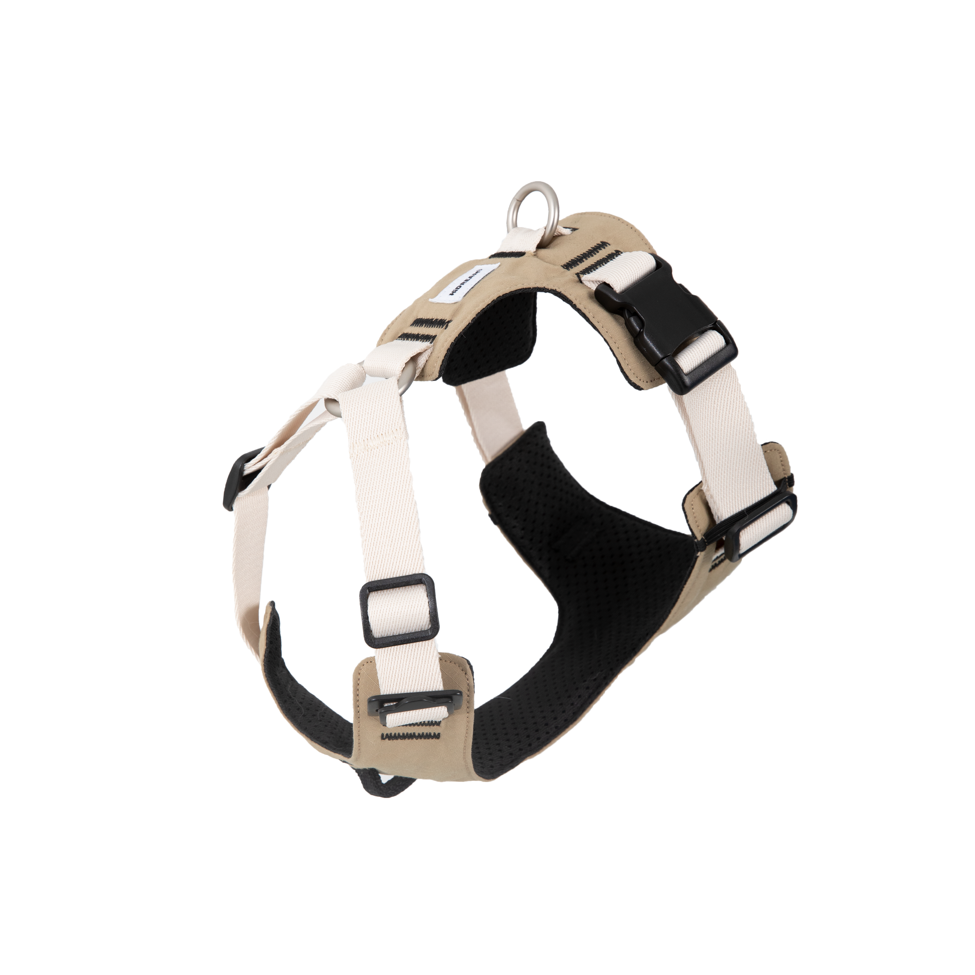 Pressure relief dog harness in beige with breathable padded design