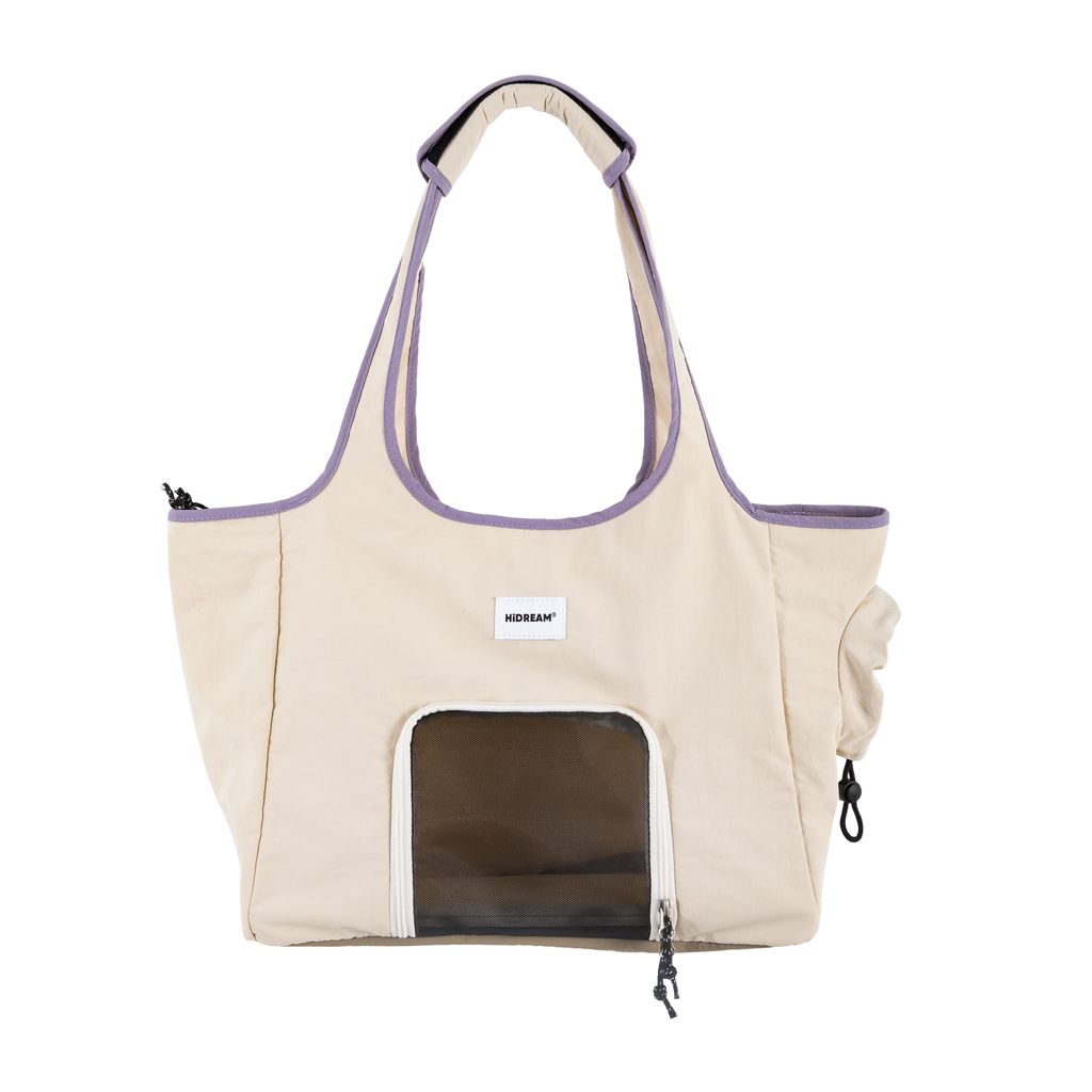 Structured pet tote carrier bag in beige for small dogs and cats